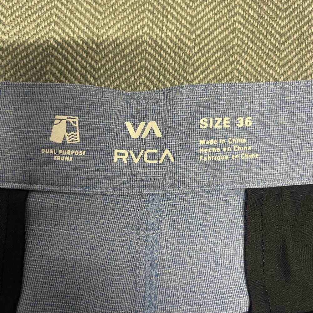 RVCA Men's Light Blue Flat Front Dual Purpose Shorts - Picture 2 of 5